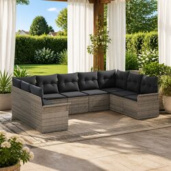 Practical 9-Piece Garden Sofa Set in Grey for Outdoors
