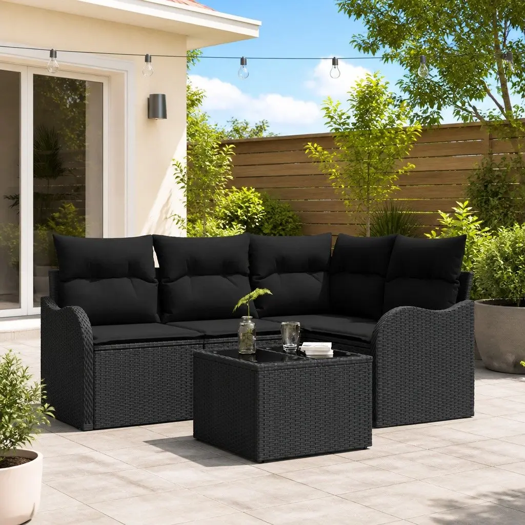 Outdoor Garden Sofa Set Modular Lounge Furniture 5 Piece Black