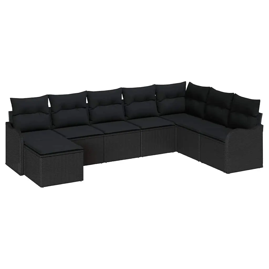 Modular Garden Sofa Set Outdoor Furniture 8 Pieces Black Poly Rattan
