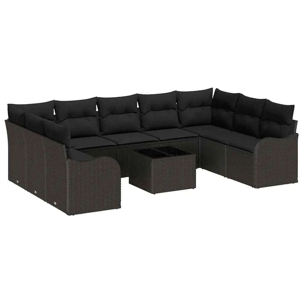 Modular Garden Sofa Set Outdoor Furniture 10 Piece Black Patio Lounge Seating
