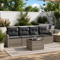 Comfortable and Practical 5-Piece Garden Sofa Set in Grey