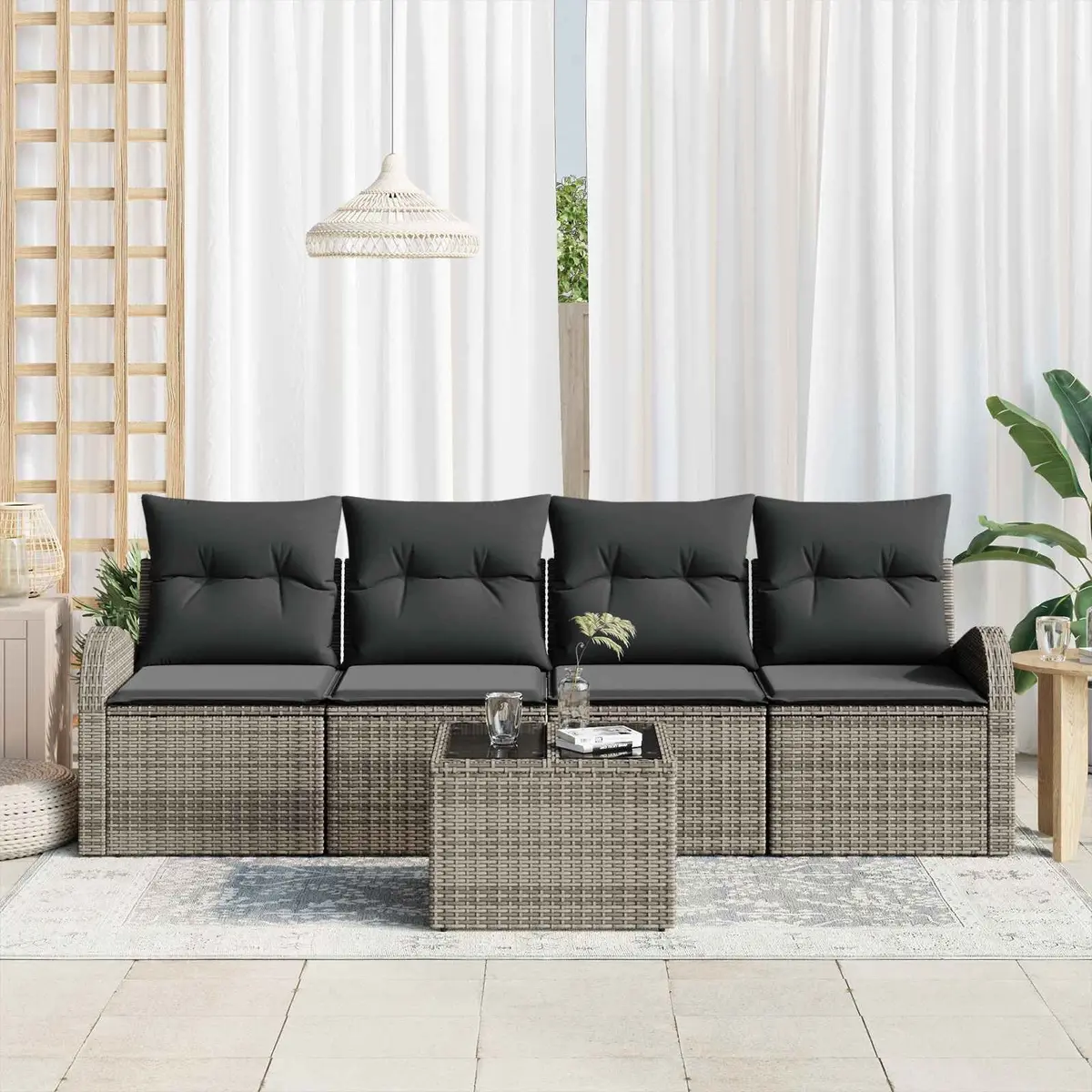 5-Piece Garden Sofa Set in Grey