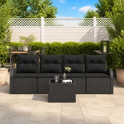 Reliable 5-Piece Black Rattan Outdoor Sofa Set