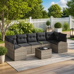 Reliable 8 Piece Outdoor Garden Sofa Set in Grey