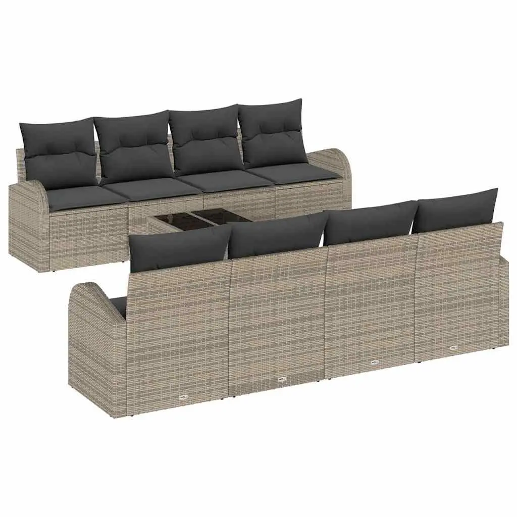 Grey 9-Piece Garden Sofa Set with Storage