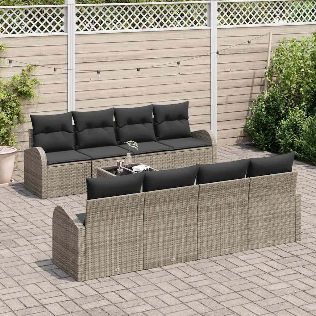 Grey 9-Piece Garden Sofa Set with Storage