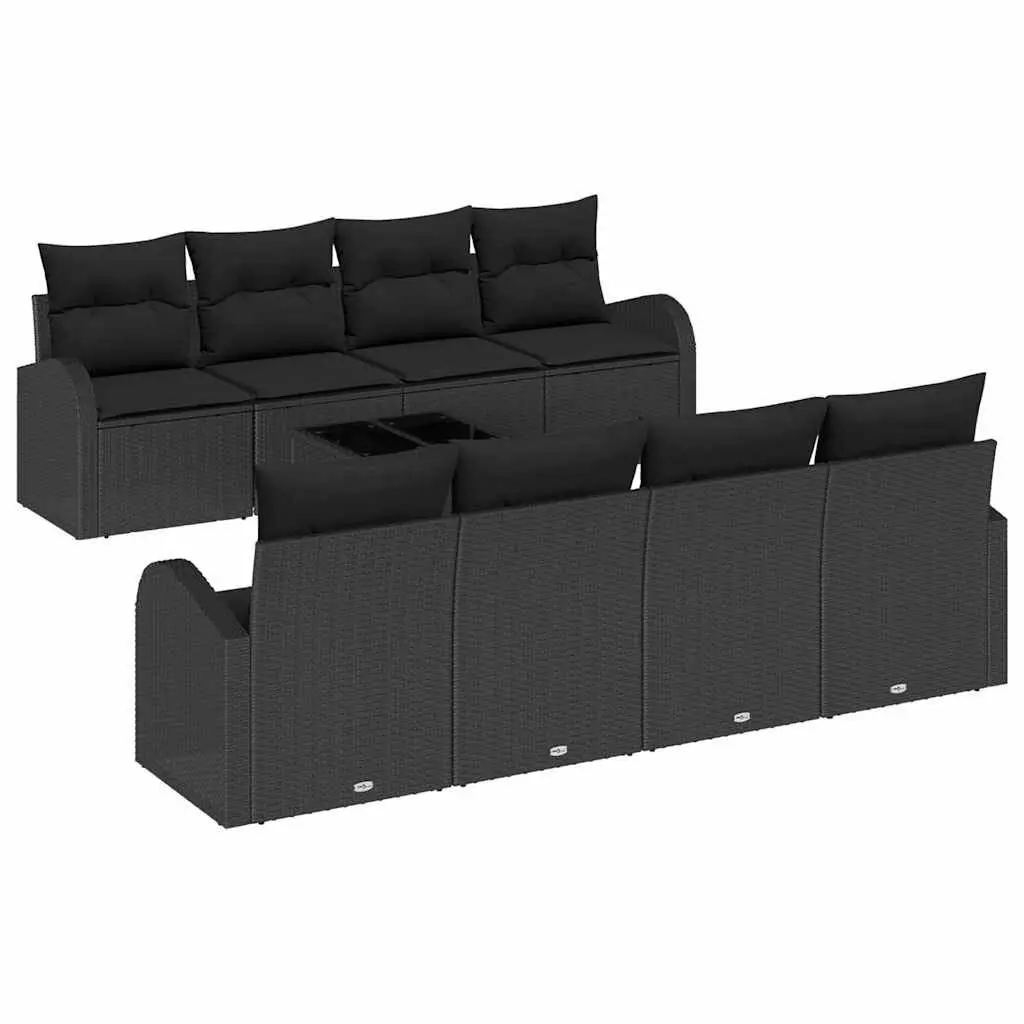 Outdoor Garden Sofa Set Modular Black Poly Rattan Seating 9 Piece