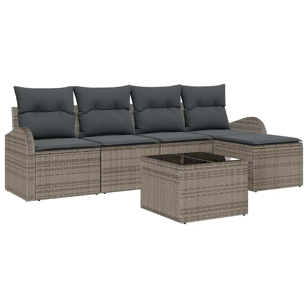 Outdoor Sofa Set Modular Garden Furniture 6 Pieces with Storage Cushions Grey