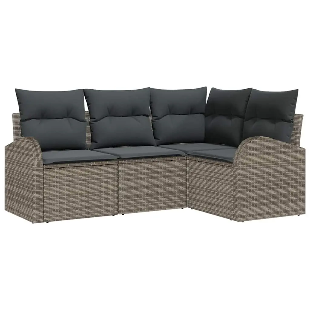 Garden Sofa Set 4 Piece Modular Outdoor Furniture Grey Poly Rattan Patio Seating
