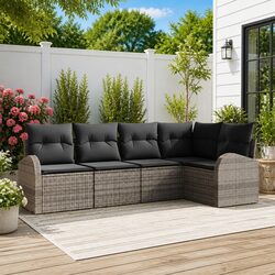 Garden Sofa Set: 5 Pieces in Grey for Outdoor Enjoyment