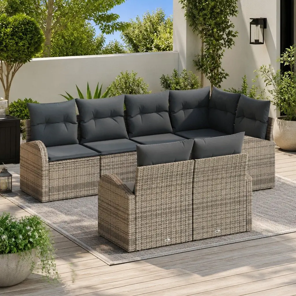Garden Sofa Set Modular Sectional 7 Piece Grey Outdoor Furniture
