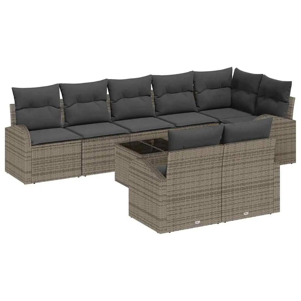 Garden Sofa Set Modular Outdoor Furniture 9 Piece Grey Rattan Style