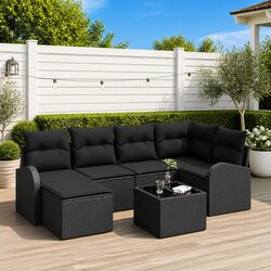 Comfortable 7-Piece Black Sofa Set for Outdoor Relaxation