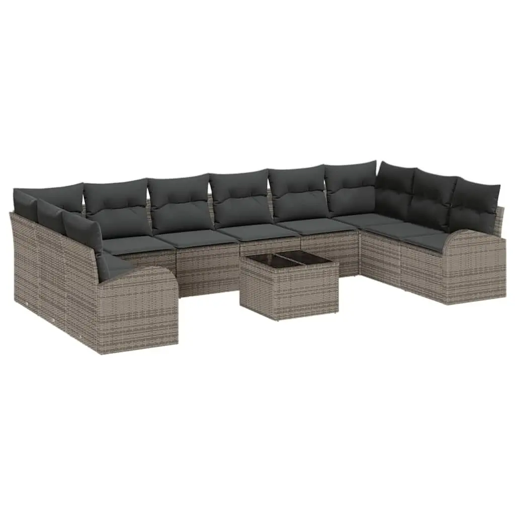 Outdoor Garden Sofa Set Modular Seating 11 Piece Light Grey Poly Rattan