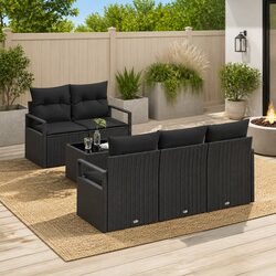 Value-Driven 6 Piece Modular Garden Sofa Set in Black