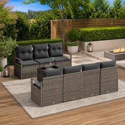 Comfortable Grey Modular Garden Sofa Set - 8 Pieces