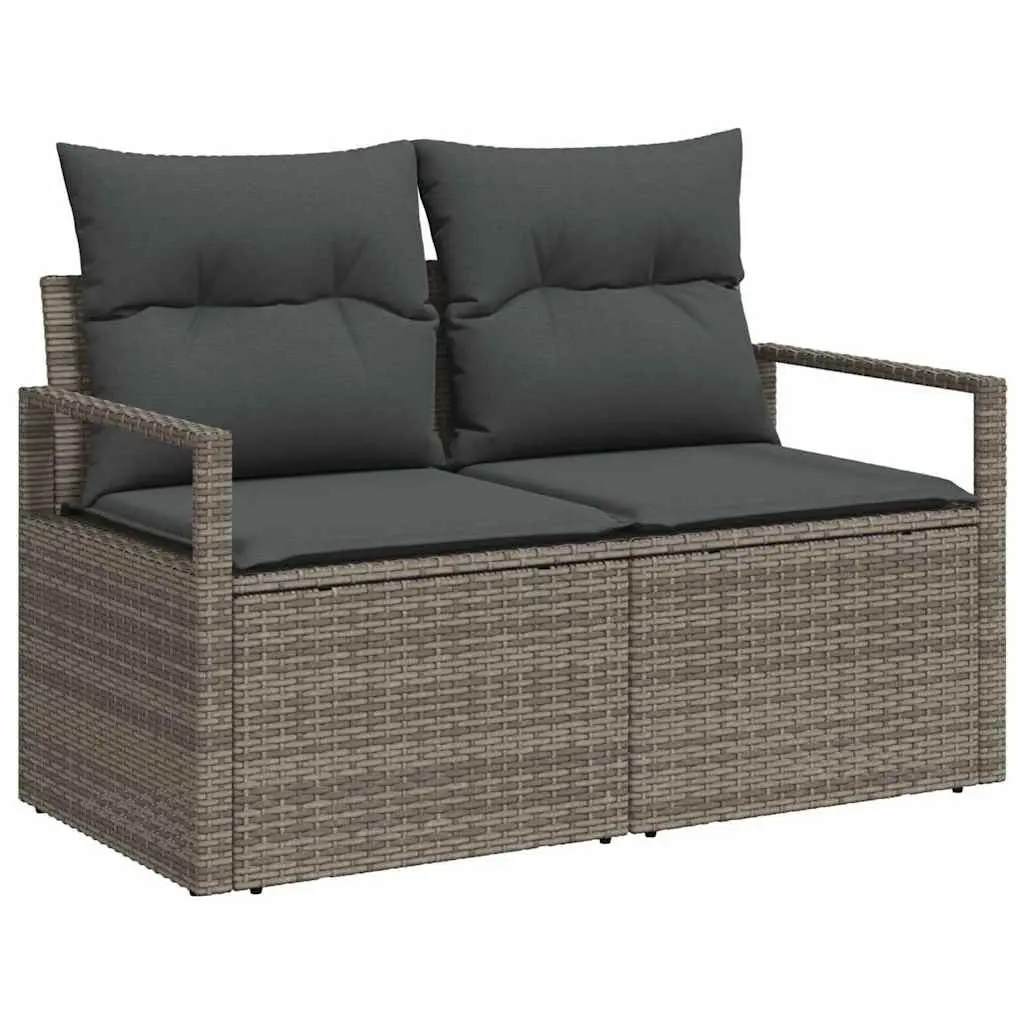 Modular Garden Sofa Set 8pcs Grey Poly Rattan Outdoor Furniture Lounge Seating