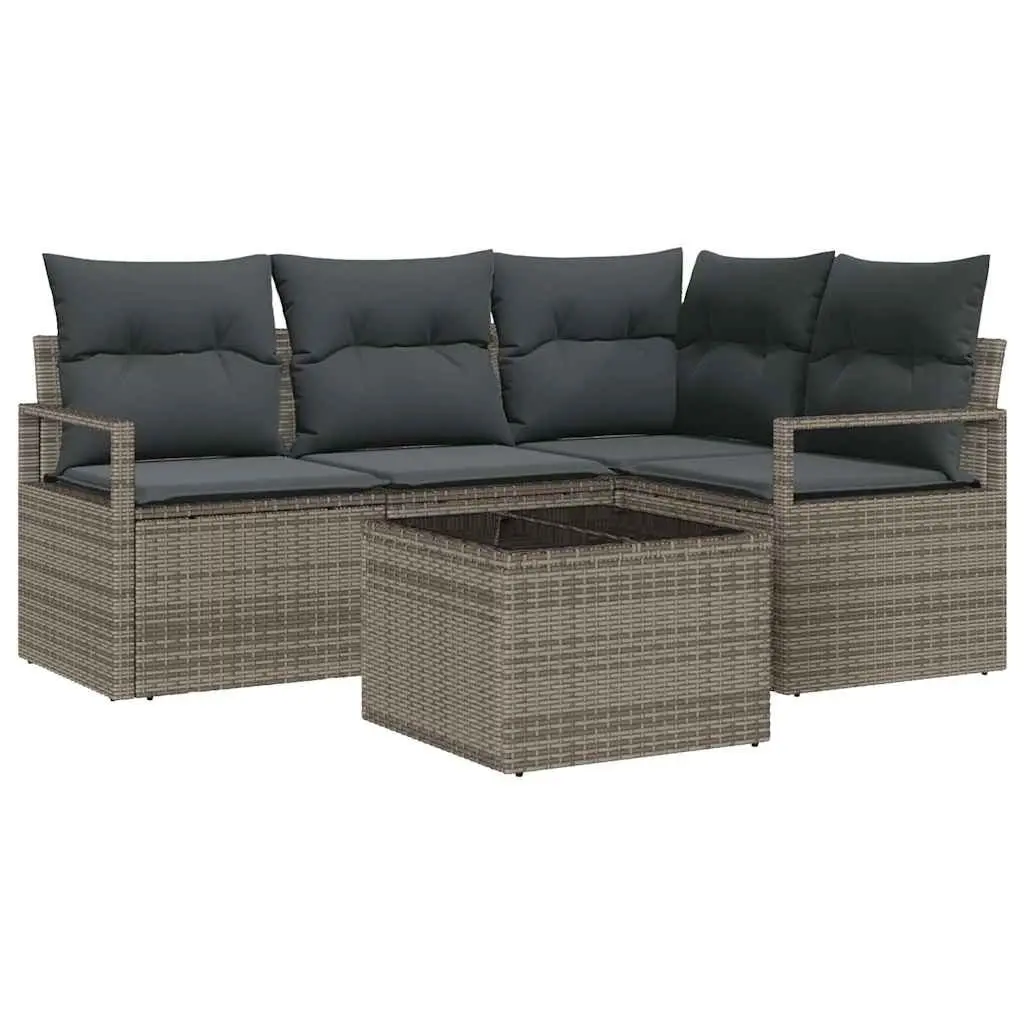 Outdoor Sofa Set Modular Garden Seating 5 Piece with Storage Light Grey