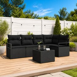Comfortable 6-Piece Black Modular Outdoor Sofa Set