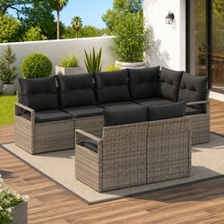 Comfortable 7-Piece Outdoor Sofa Set in Grey