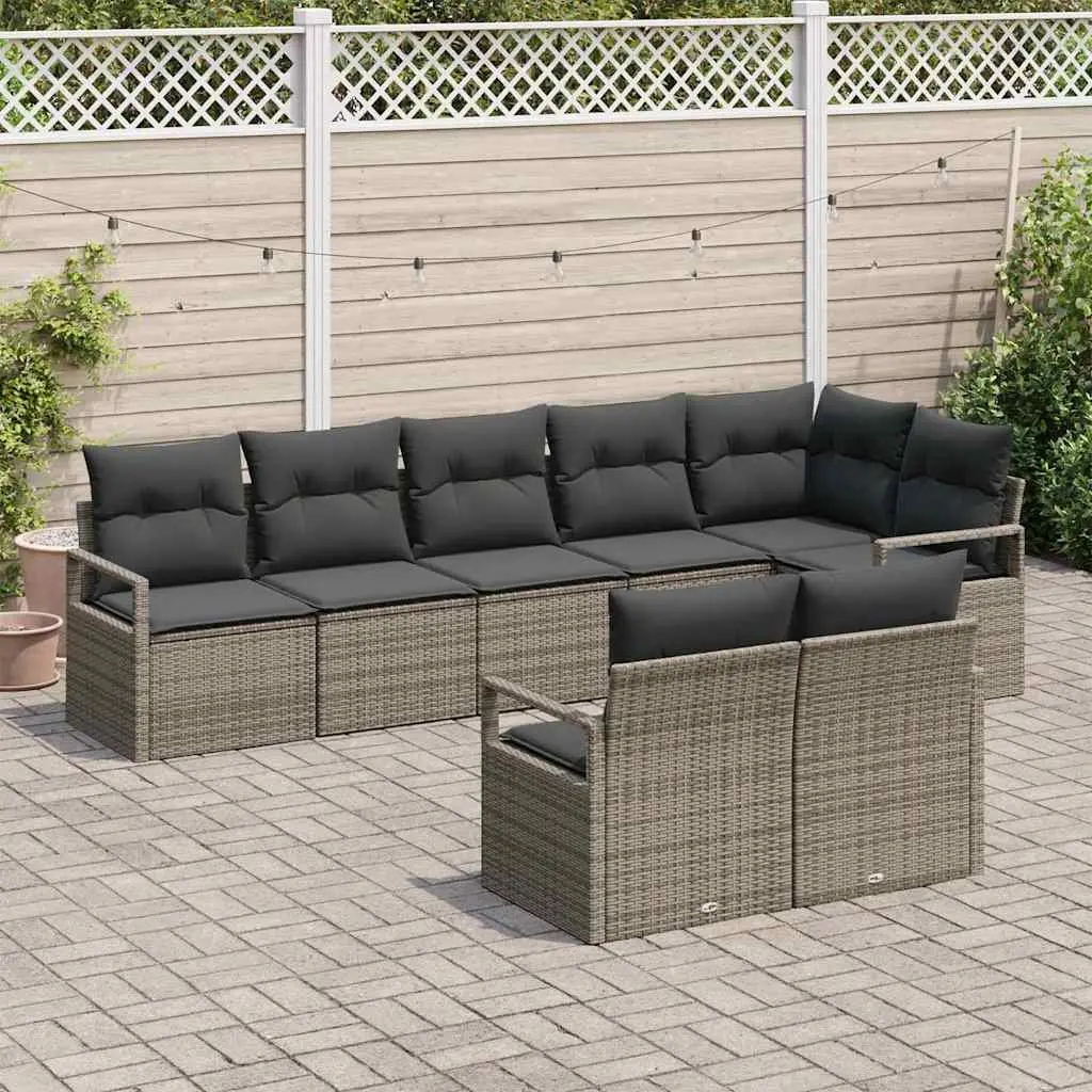 Garden Sofa Set Modular Outdoor Seating 8 Piece Poly Rattan Grey
