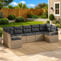 Comfortable 7-Piece Garden Sofa Set in Grey Colour