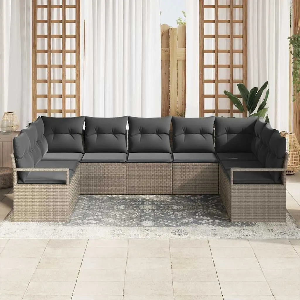 Garden Sofa Set 7 Piece Modular Outdoor Seating Grey Poly Rattan Patio Furniture