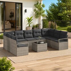 Value and Comfort: 10-Piece Light Grey Sofa Set