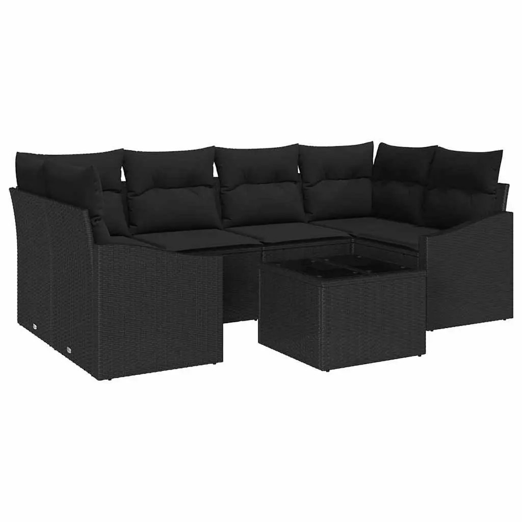 7 Piece Black Rattan Sofa Set