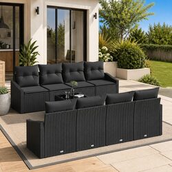 Practical 7-Piece Black Sofa Set for Outdoor Comfort