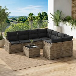 Comfortable 9-Piece Outdoor Sofa Set in Grey