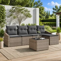 Comfortable 6-Piece Light Grey Outdoor Sofa Set