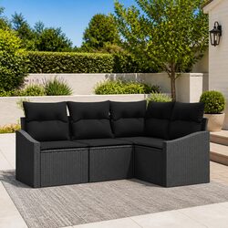 4-Piece Black Patio Sofa Set: Practical and Stylish