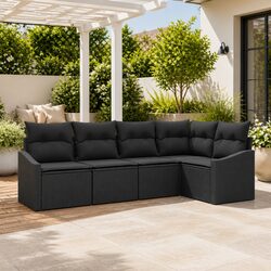 Comfortable 5-Piece Black Outdoor Sofa Set
