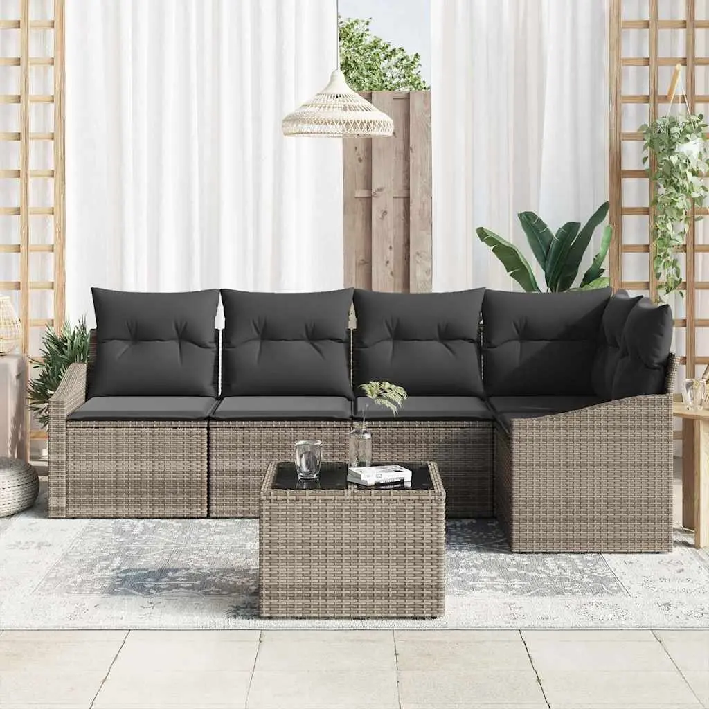 Outdoor Sofa Set Modular Seating 6 Piece Light Grey