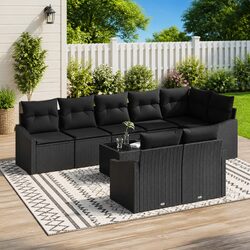 Value-Focused 9-Piece Black Sofa Set for Outdoors