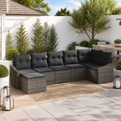 Quality Outdoor Seating: 7-Piece Grey Sofa Set