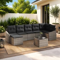 Comfortable 8-Piece Light Grey Sofa Set for Outdoors