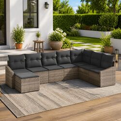Reliable 8-Piece Grey Outdoor Sofa Set for Comfort