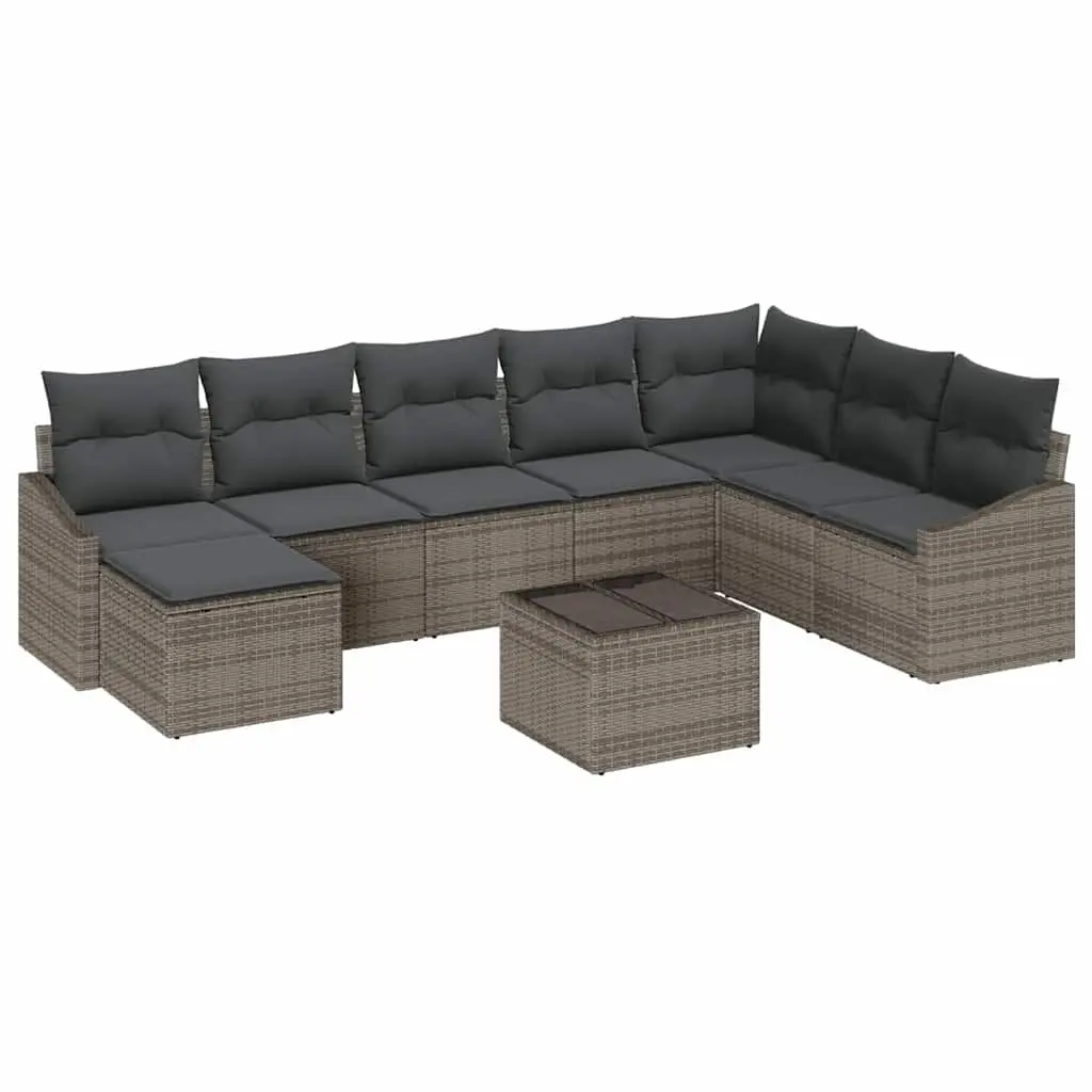 Garden Sofa Set Outdoor Furniture Modular Seating 8 Piece Light Grey Poly Rattan