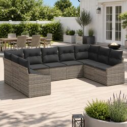 Reliable 9-Piece Grey Modular Garden Sofa with Storage