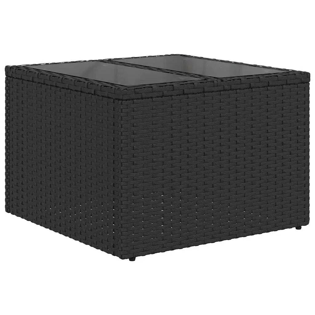 Modular Garden Sofa Set Outdoor Living Cushioned Black Poly Rattan