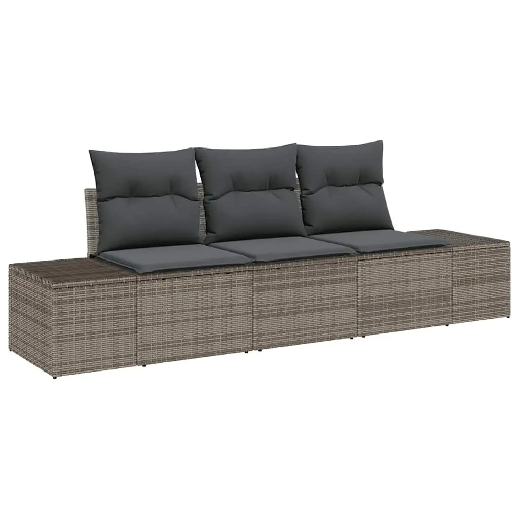 Outdoor Sofa Set Modular Garden Furniture 3 Pieces Grey Poly Rattan