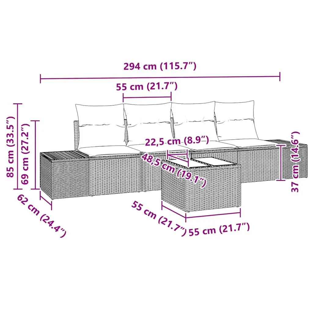 Poly Rattan Garden Sofa Set