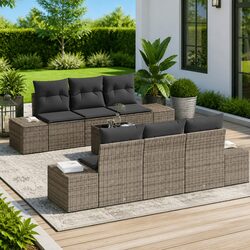 Comfort and Value: 8-Piece Grey Garden Sofa Set