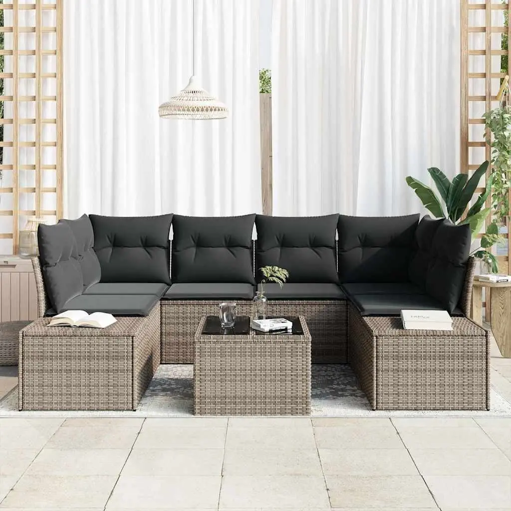 Outdoor Garden Sofa Set 8 Piece Modular Rattan Furniture Grey