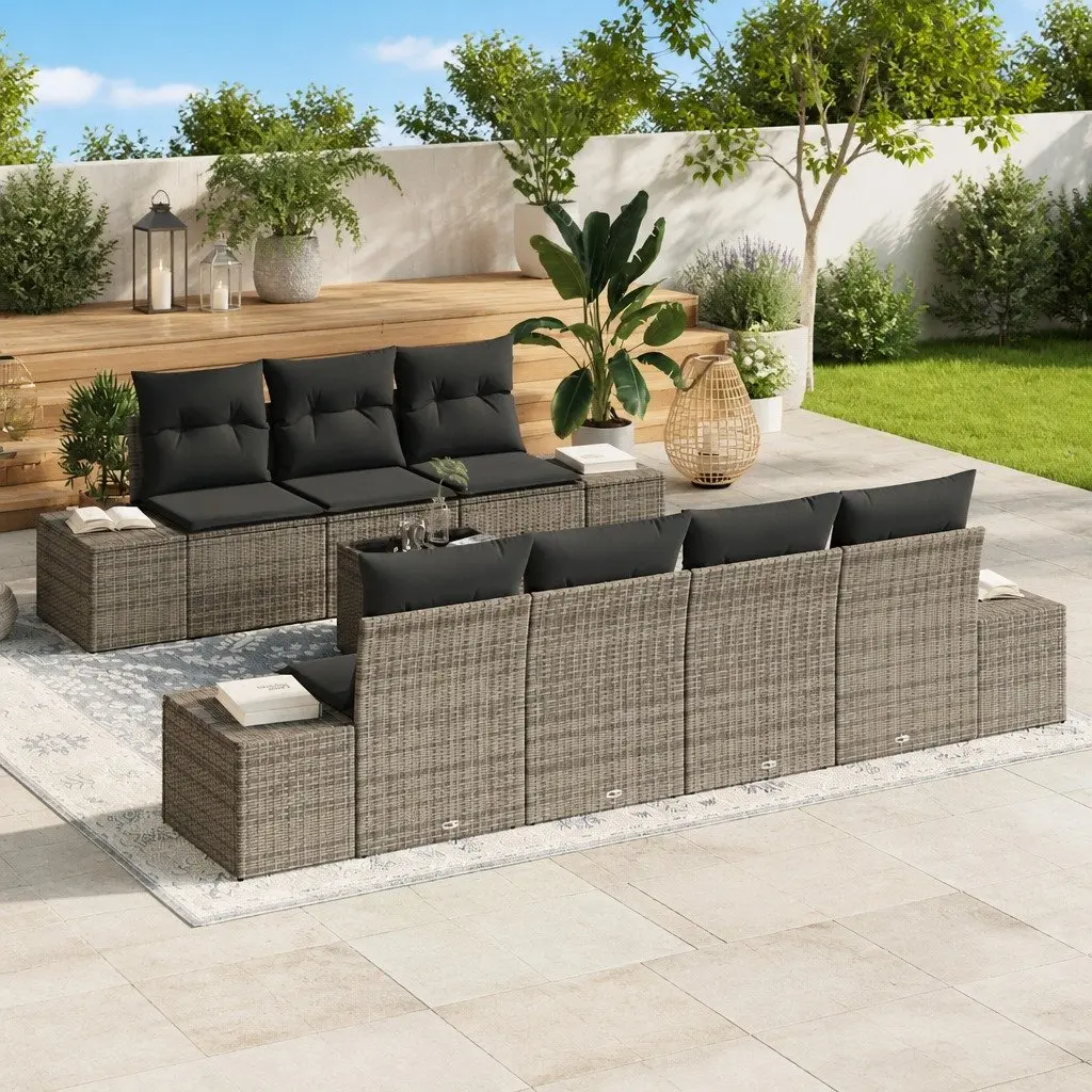 8 Piece Grey Garden Sofa Set