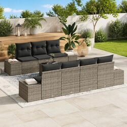 Comfortable and Functional 8 Piece Grey Garden Sofa Set
