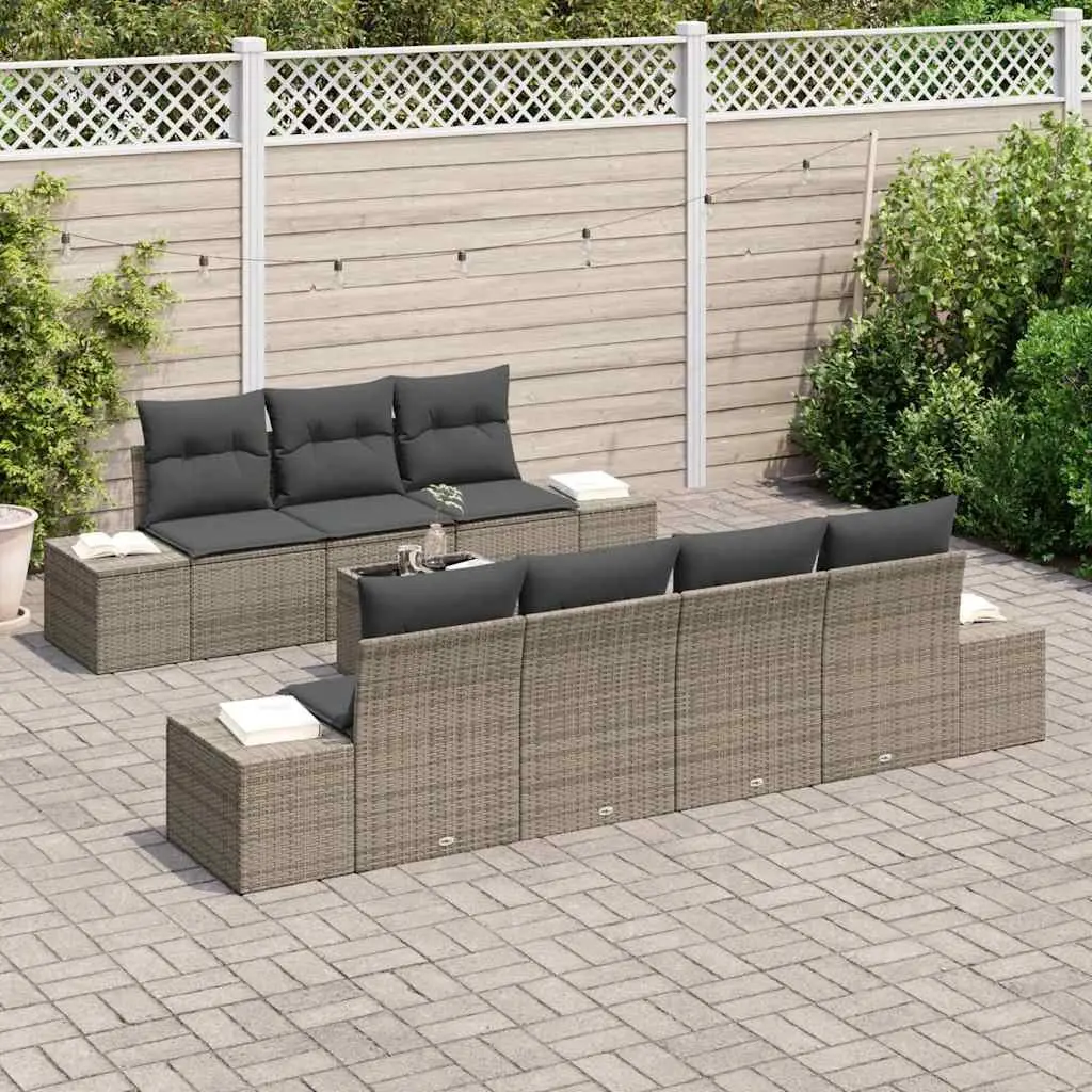 8 Piece Grey Garden Sofa Set