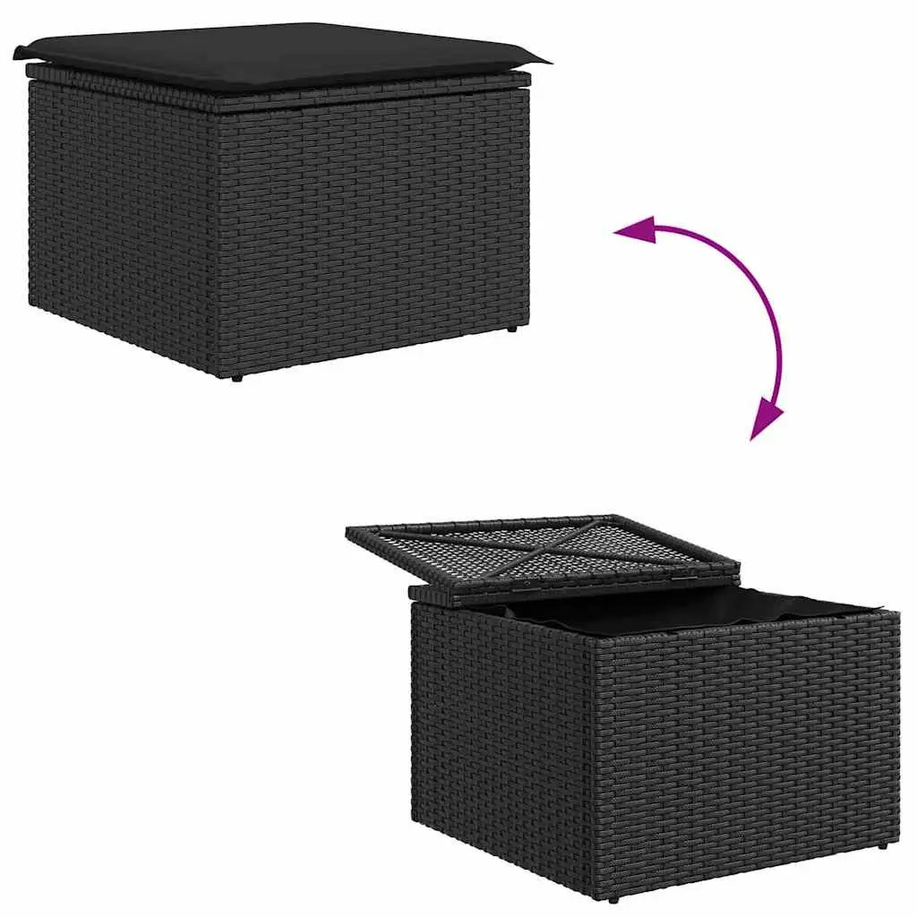 Garden Sofa Set 4 Pieces Black Outdoor Furniture Modular Patio Rattan Seating